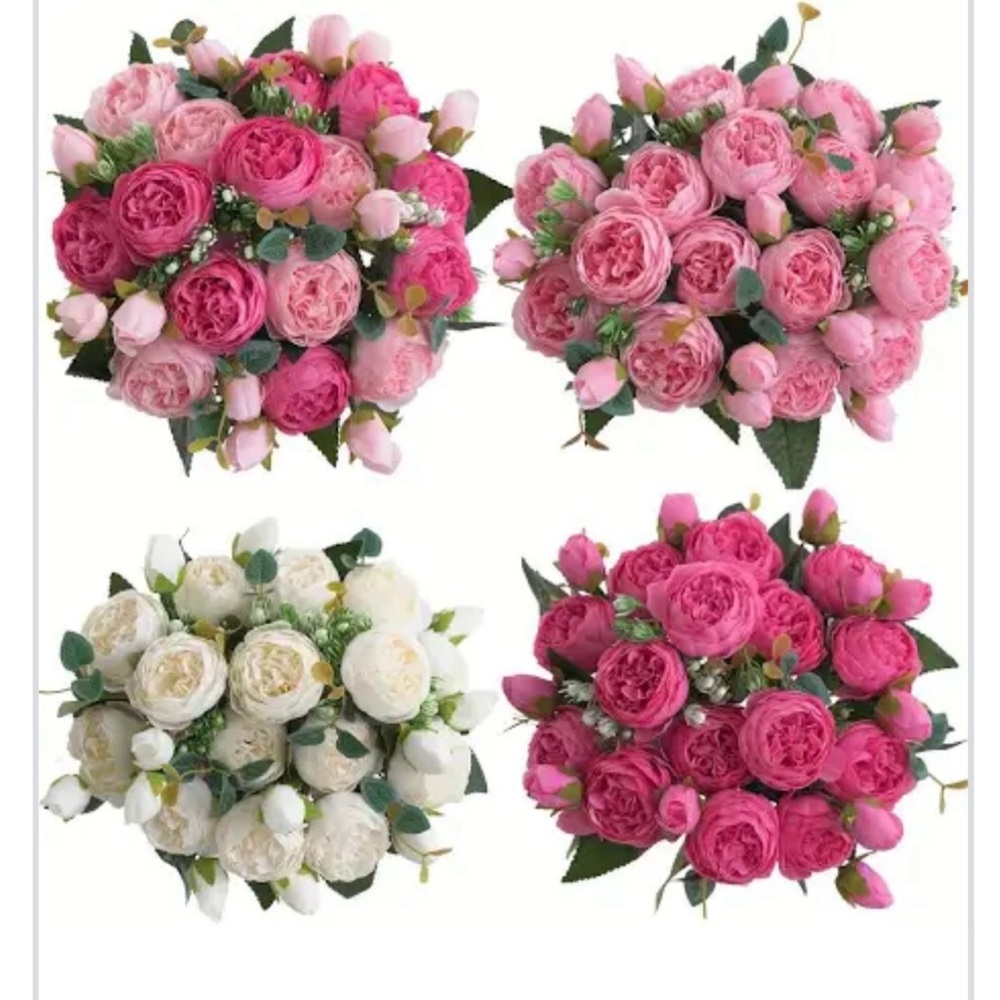 Elegant Pink and White Rose Bouquet Set